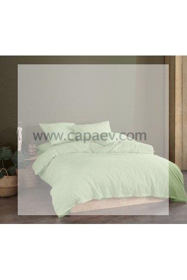 Taş Yıkama Nevresim Takımı Tek Renk ( çift kişilik )-Fıstık Yeşili